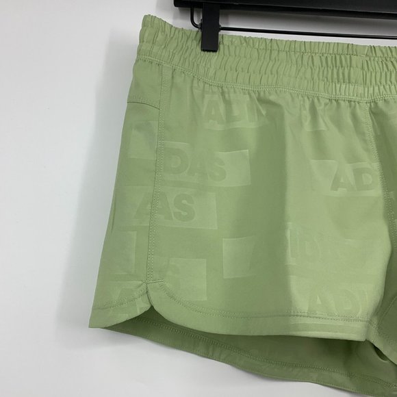 Adidas Pacer Shorts Deboss Woven Green Running Training NWT - Picture 4 of 13